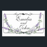 Adesivo Retangular Lavanda e Eucalyptus<br><div class="desc">Um design elegante e vintage com eucalipto e lavanda pintado em cor d'água romântica.</div>
