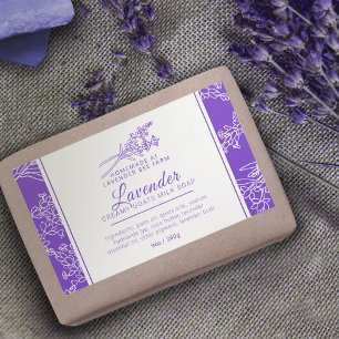 Adesivo Retangular Lavanda e sabão de cabra branco roxo