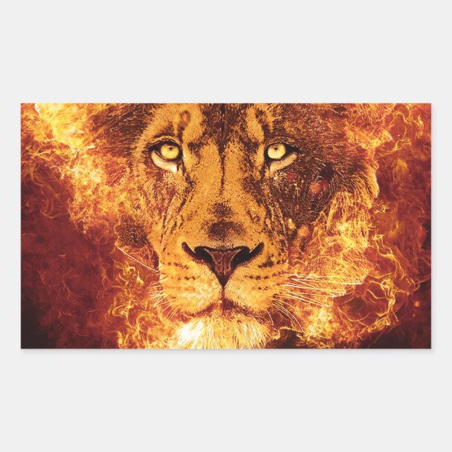 Adesivo Retangular Leão flamejante de Judah (Frente)