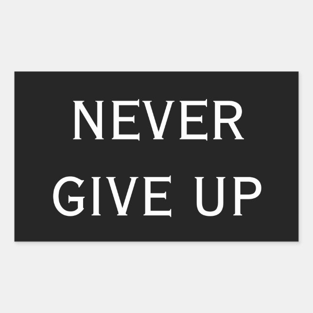 Adesivo Retangular Legal Cor Preta Personalizada Nunca Desistir de Ad (Frente)