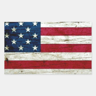 Adesivo Retangular Legal e aflita bandeira americana russa de madeira