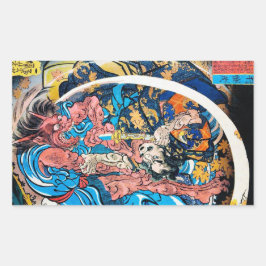 Adesivo Retangular Legal guerra do demônio antigo Ancião Samurai do J