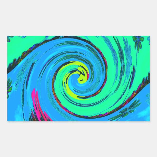 Adesivo Retangular Legal I Love Havaí: Design de padrão de arte Flora (Frente)