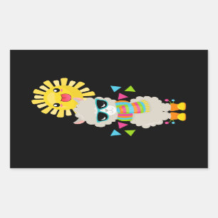 Adesivo Retangular Legal Llama e sorrindo Kawaii Sun