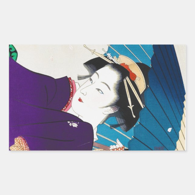Adesivo Retangular Legal oriental Takane Koko Geisha com guarda-chuva (Frente)