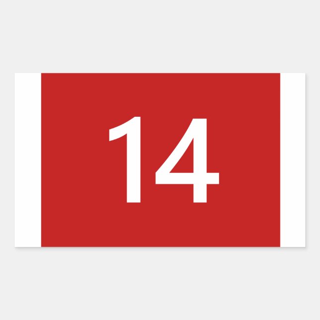 Adesivo Retangular Legenda n.º 14 em vermelho e branco (Frente)
