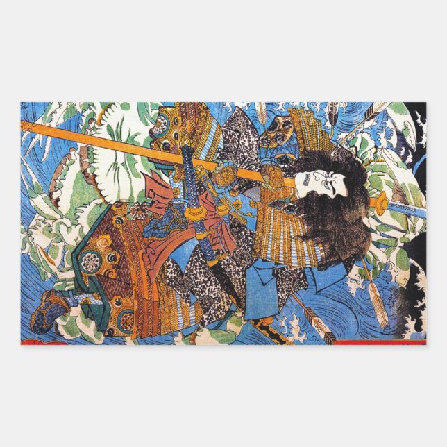 Adesivo Retangular Legendário japonês legal Samurai Sanin Warrior art (Frente)