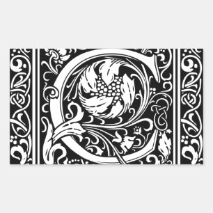 Adesivo Retangular Letra C Monograma Medieval Arte Nova