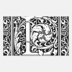 Adesivo Retangular Letra L Monograma Medieval Arte Nova