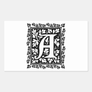 Adesivo Retangular Letra medieval elegante um monograma antigo