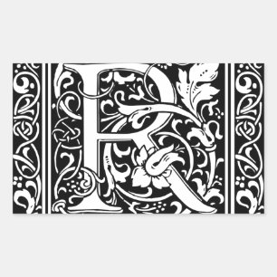 Adesivo Retangular Letra R Monograma Medieval Arte Nova