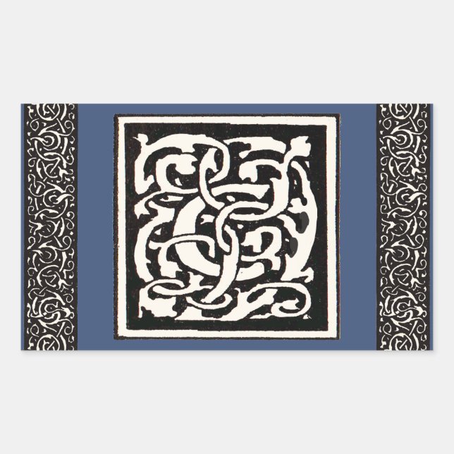 Adesivo Retangular Letra Vintage Monograma C Art Nouveau (Frente)