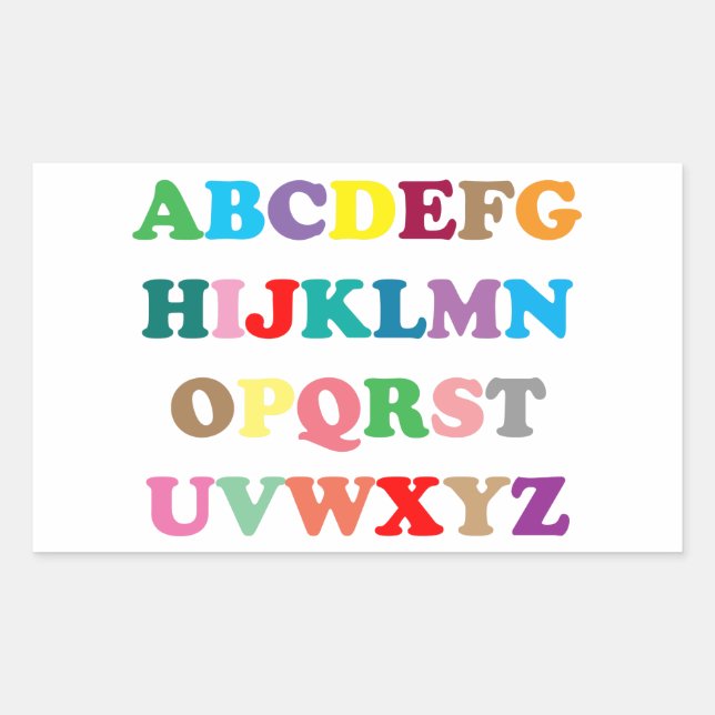 Adesivo Retangular Letras coloridas do ABC (Frente)