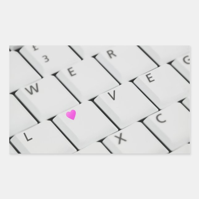 Adesivo Retangular Letras de amor do teclado do computador (Frente)