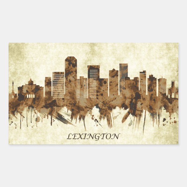 Adesivo Retangular Lexington Kentucky Cityscape (Frente)