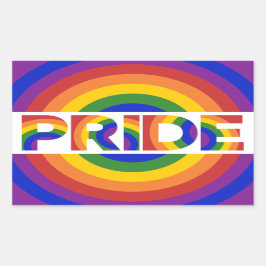 Adesivo Retangular LGBT Orgulho Geométrico Arco-Íris Bullseye