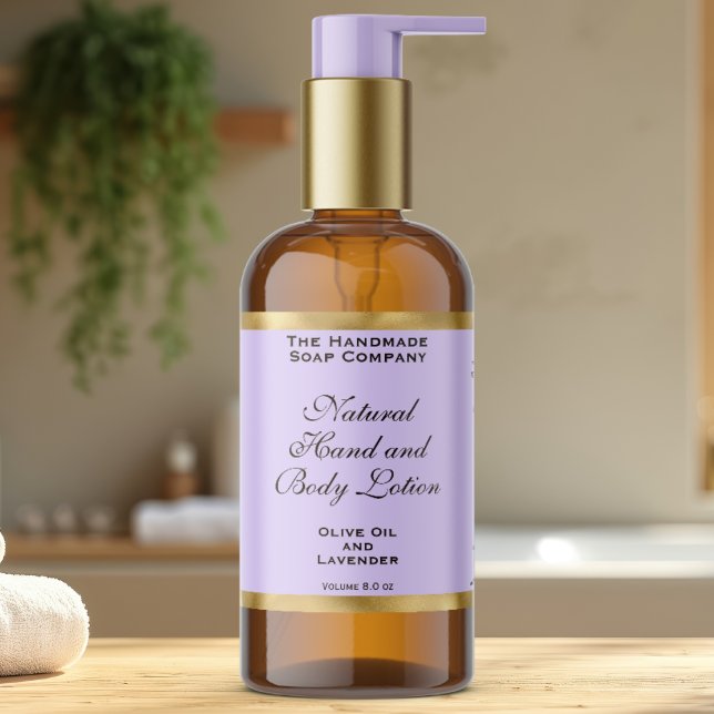 Adesivo Retangular Light Purple & Gold Foil Cosmetics Bottle Label (Criador carregado)