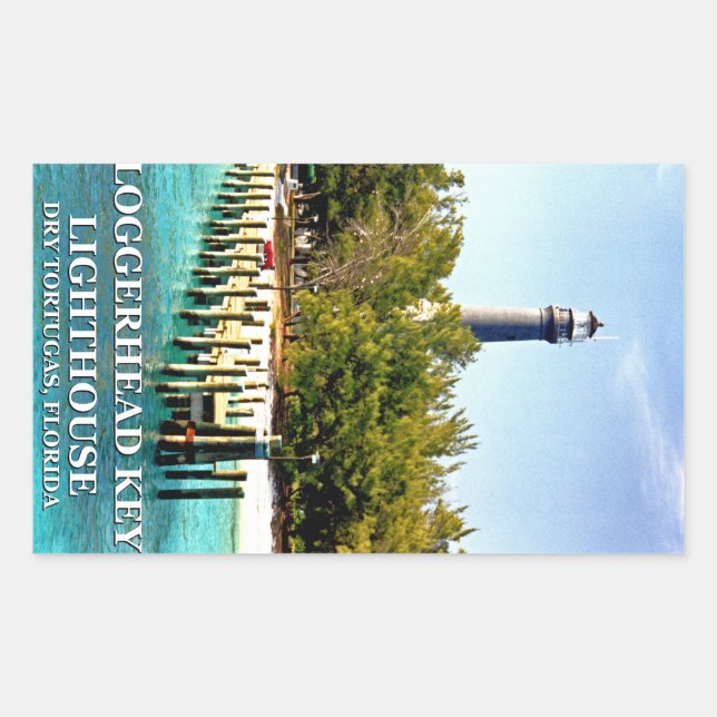 Adesivo Retangular Lighthouse Chave Loggerhead, Dry Tortugas Florida (Frente)