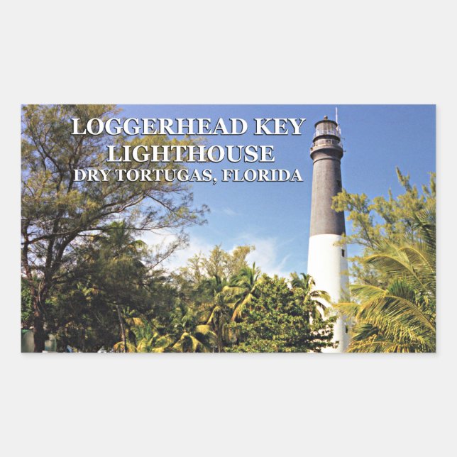 Adesivo Retangular Lighthouse Chave Loggerhead, Dry Tortugas Florida (Frente)