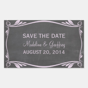 Adesivo Retangular Lilac Flourish Chalkboard Save the Date Stickers