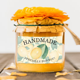 Adesivo Retangular Limões Rústicos Aquarela Folhas Verdura FEITO À MÃ