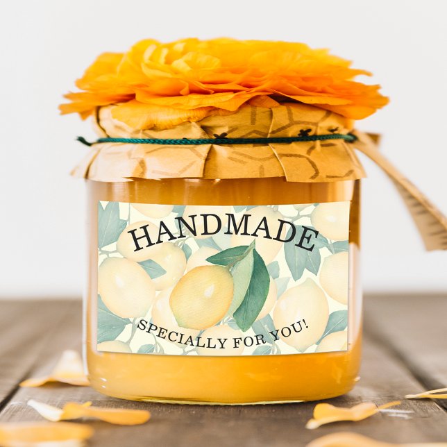 Adesivo Retangular Limões Rústicos Aquarela Folhas Verdura FEITO À MÃ (Lemons and leaves personalized HANDMADE specially for You stickers)