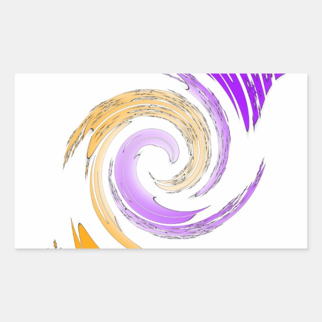 Adesivo Retangular Linda Design de Arte Moderna: Roxo e Dourado (Frente)