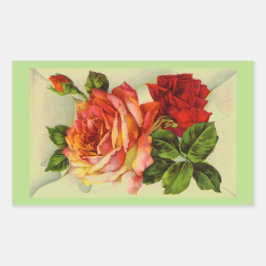 Adesivo Retangular Linda Vintage Rose Bouquet