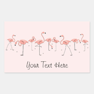 Adesivo Retangular Linha cor-de-rosa retângulo dos flamingos da