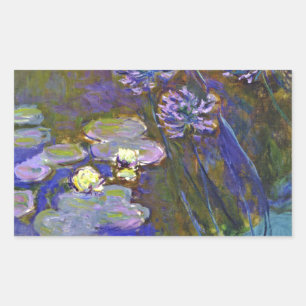 Adesivo Retangular Lírios Monet Water e Agapanthus
