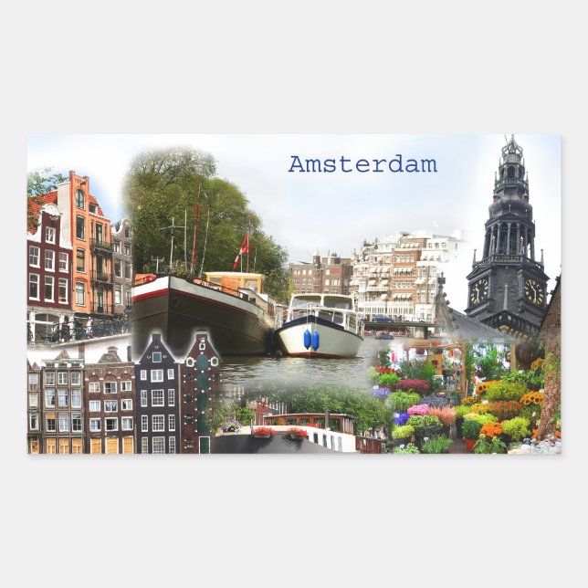 Adesivo Retangular Locais turísticos de Amsterdã (Frente)