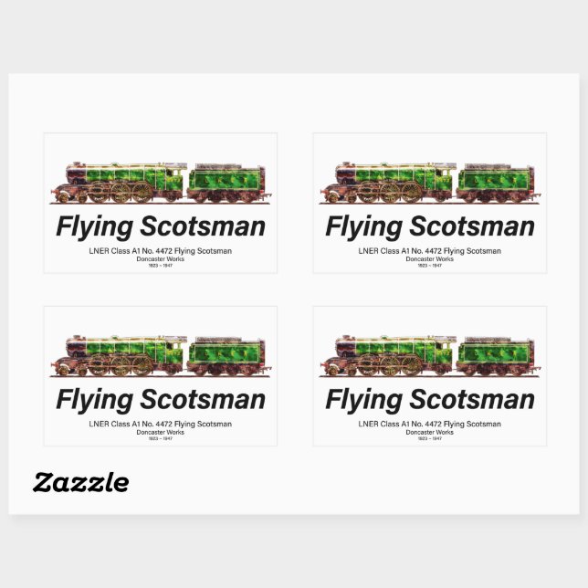 Adesivo Retangular Locomotiva a vapor Flying Scotsman Inglês (Folha)