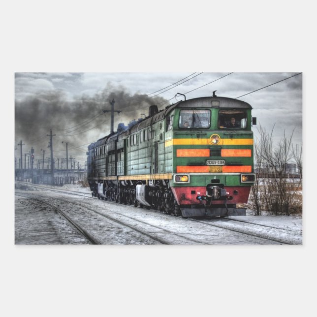 Adesivo Retangular Locomotiva de Comboio Rússia (Frente)