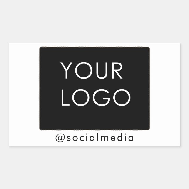 Adesivo Retangular Logotipo comercial da empresa moderna Mídia social (Frente)