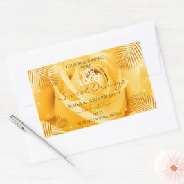 Adesivo Retangular Logotipo de Folha de Rosa Laranja Rótulos de produ