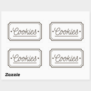 Adesivo Retangular Logotipo de Padaria de Biscoitos com Filigrana Vin