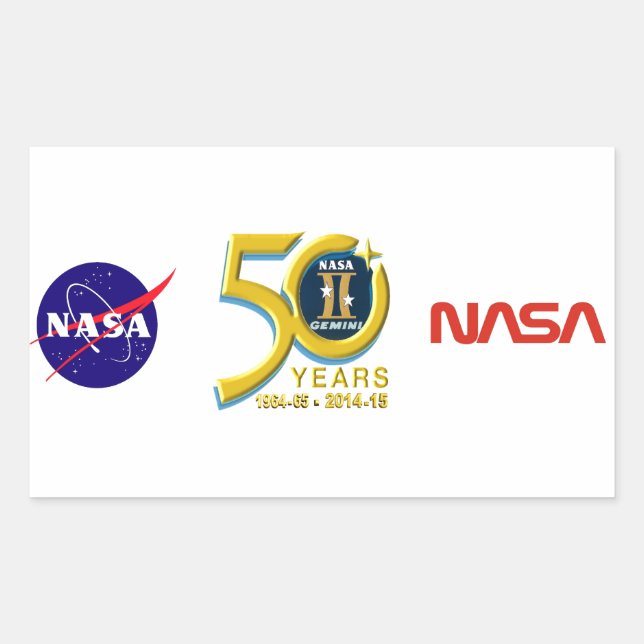 Adesivo Retangular Logotipo do aniversário dos Gêmeos 50th (Frente)