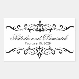 Adesivo Retangular Logotipo do Monograma de Casamento
