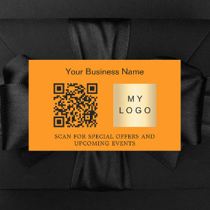 Adesivo Retangular Logotipo do nome comercial Qr - laranja