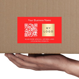Adesivo Retangular Logotipo do nome da empresa qr code vermelho vivo