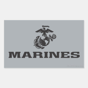 Adesivo Retangular Logotipo do USMC empilhado - preto