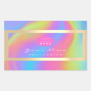 Adesivo Retangular Logotipo Eyelash Makeup Hair Unhas Hológrafo Ouro