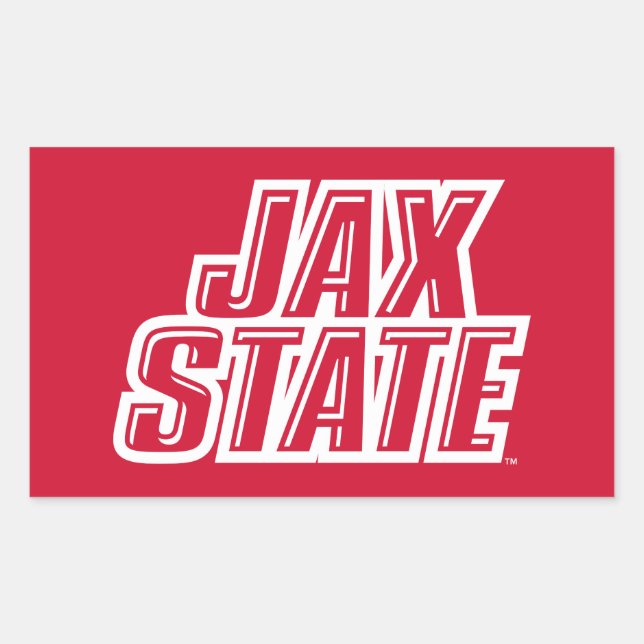 Adesivo Retangular Logotipo JAX STATE da Universidade Estadual de Jac (Frente)