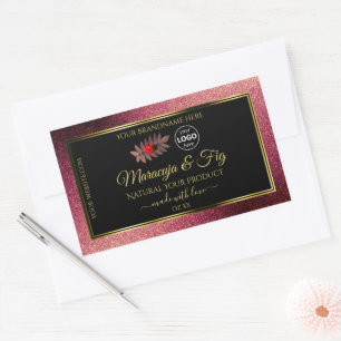 Adesivo Retangular Logotipo Ladybug da Burgundy Glitter Black Product