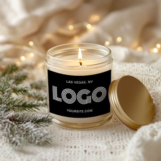 Adesivo Retangular Logotipo Moderno Preto e Branco (Black and White Modern Logo Rectangular Sticker)