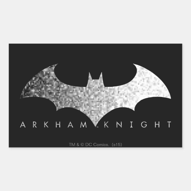 Adesivo Retangular Logotipo Pixel do Cavaleiro do Batman Arkham (Frente)