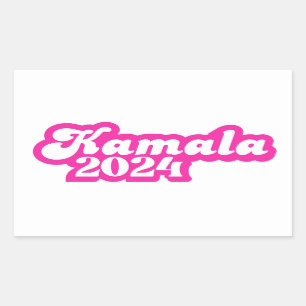 Adesivo Retangular Logotipo rosa feminino Kamala Harris 2024