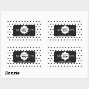 Adesivo Retangular Loja de Café Profissional Logotipo Personalizado P