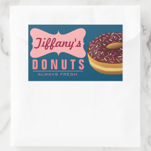 Adesivo Retangular Loja de Donuts Retrô Padeiro de Donuts Padaria