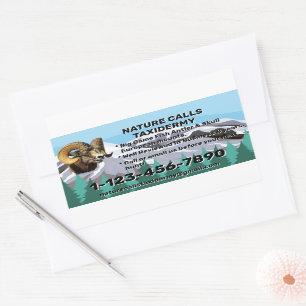 Adesivo Retangular Loja de Taxidermia Personalizada Promoção Empresar